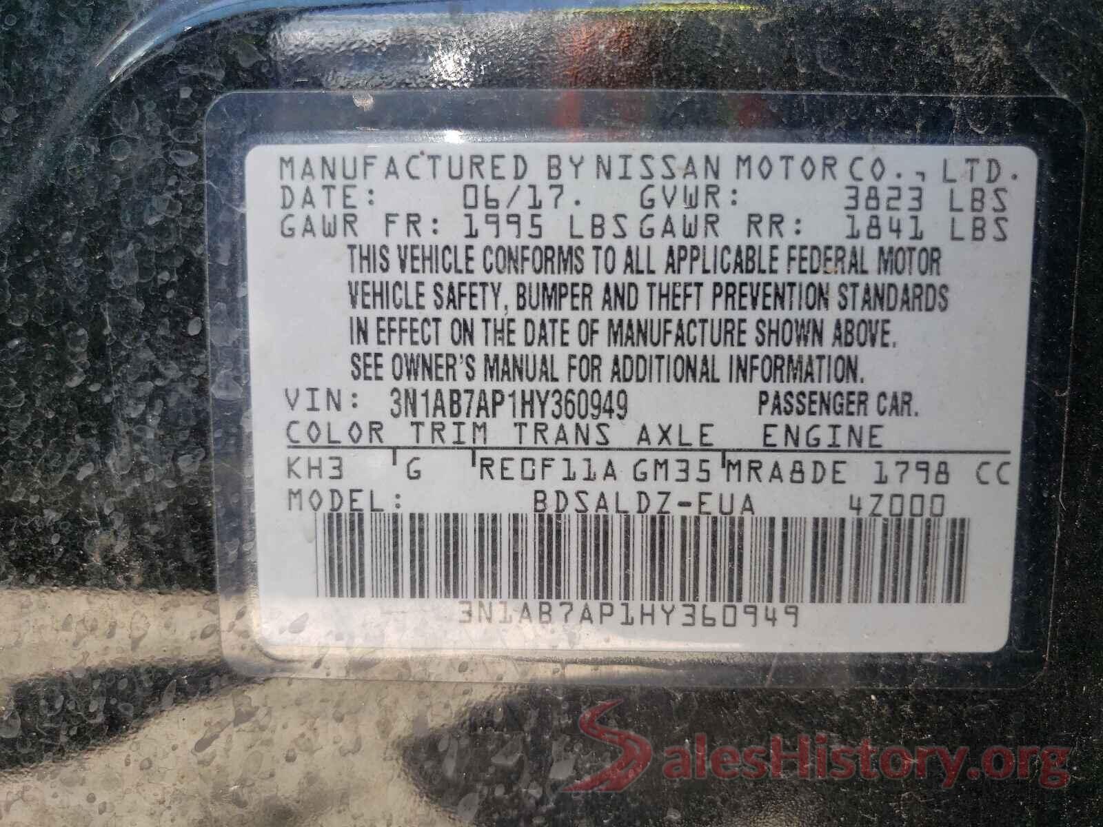 3N1AB7AP1HY360949 2017 NISSAN SENTRA