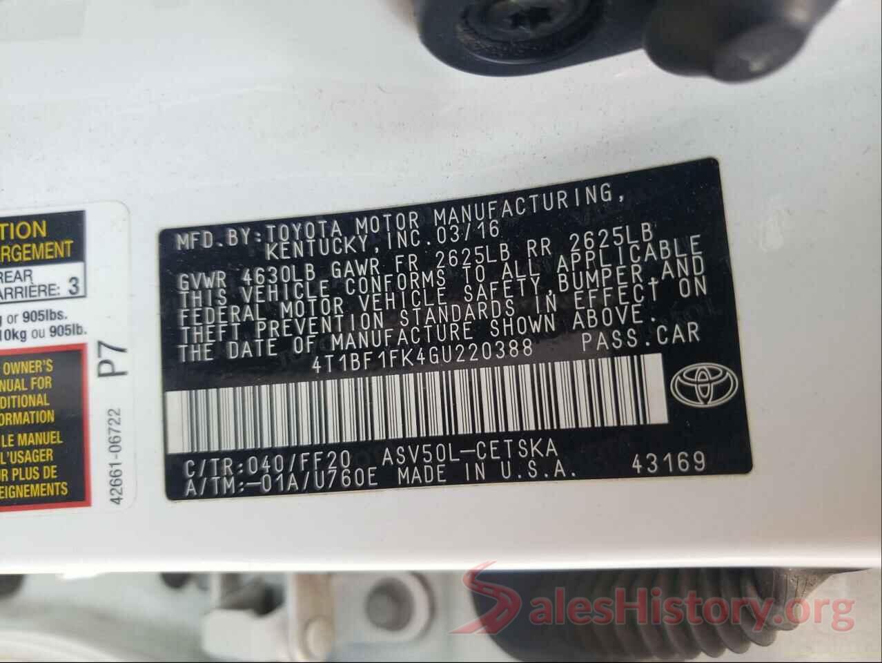 4T1BF1FK4GU220388 2016 TOYOTA CAMRY