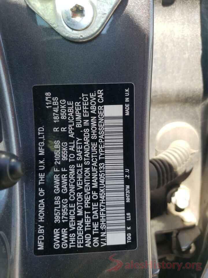 SHHFK7H45KU405133 2019 HONDA CIVIC