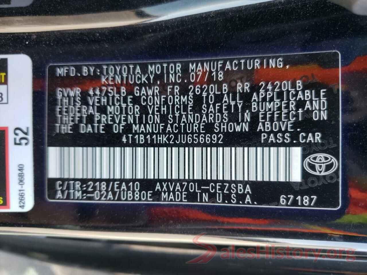 4T1B11HK2JU656692 2018 TOYOTA CAMRY