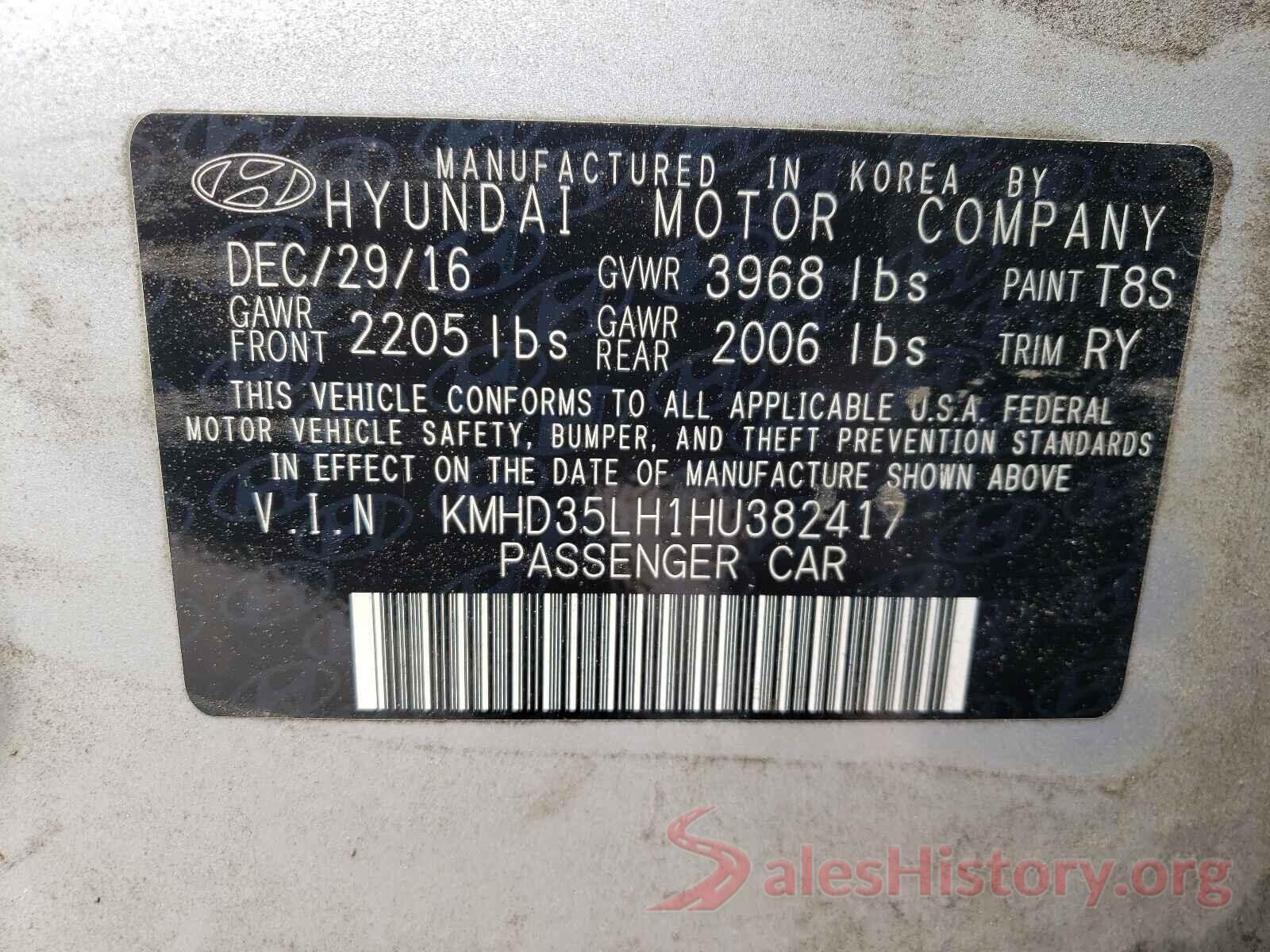 KMHD35LH1HU382417 2017 HYUNDAI ELANTRA