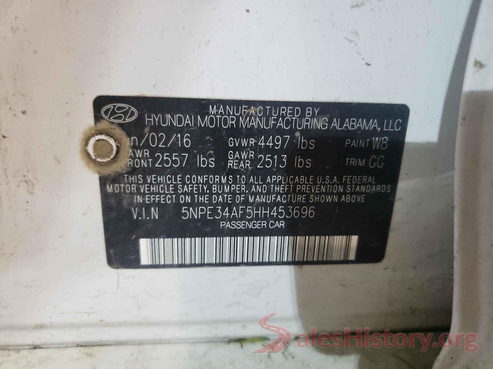 5NPE34AF5HH453696 2017 HYUNDAI SONATA