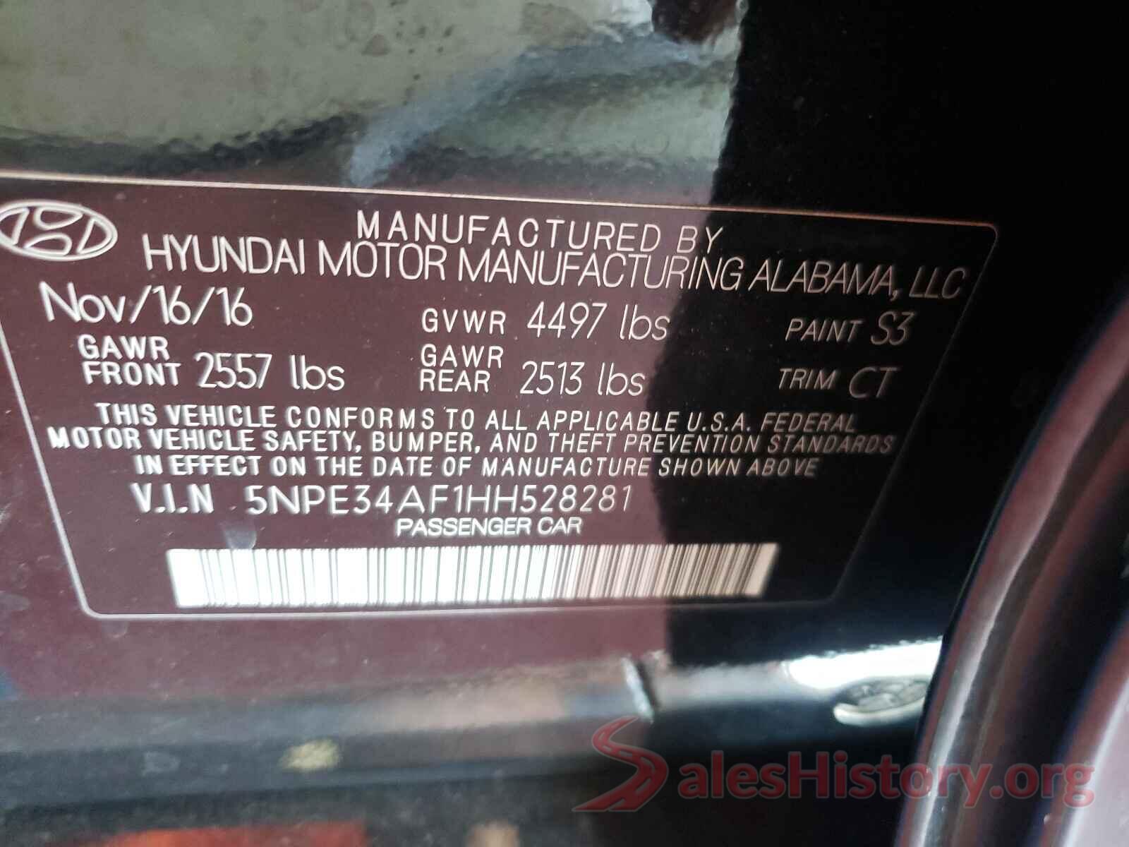 5NPE34AF1HH528281 2017 HYUNDAI SONATA