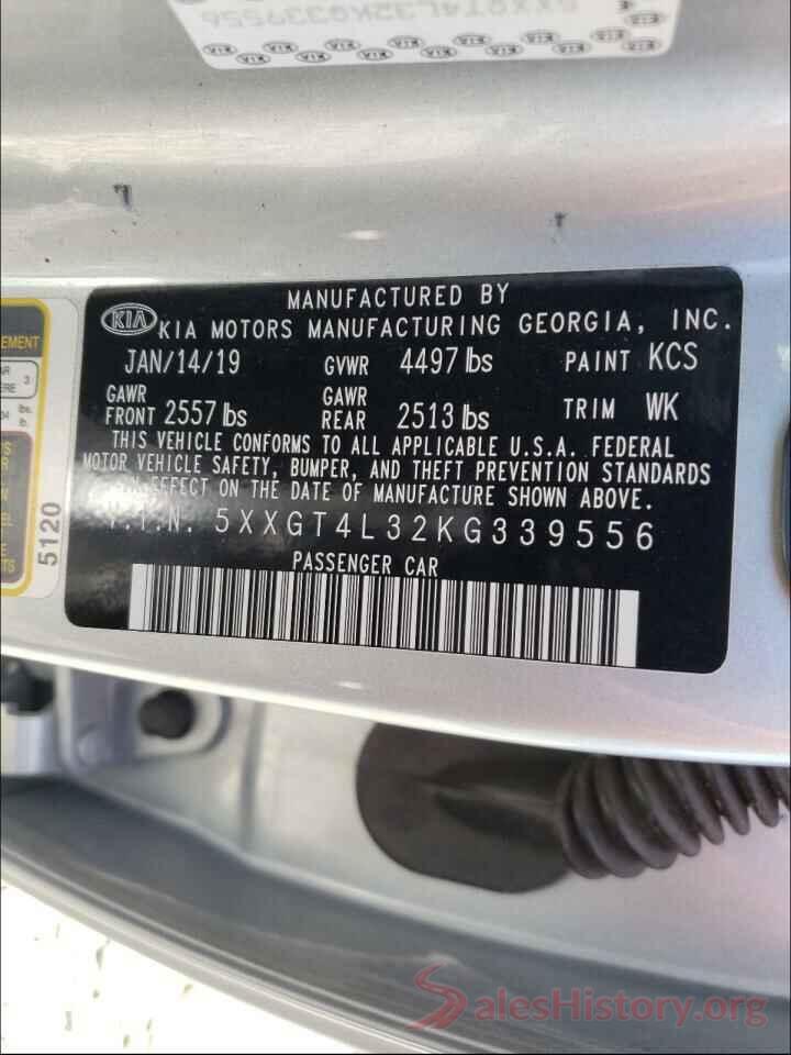 5XXGT4L32KG339556 2019 KIA OPTIMA