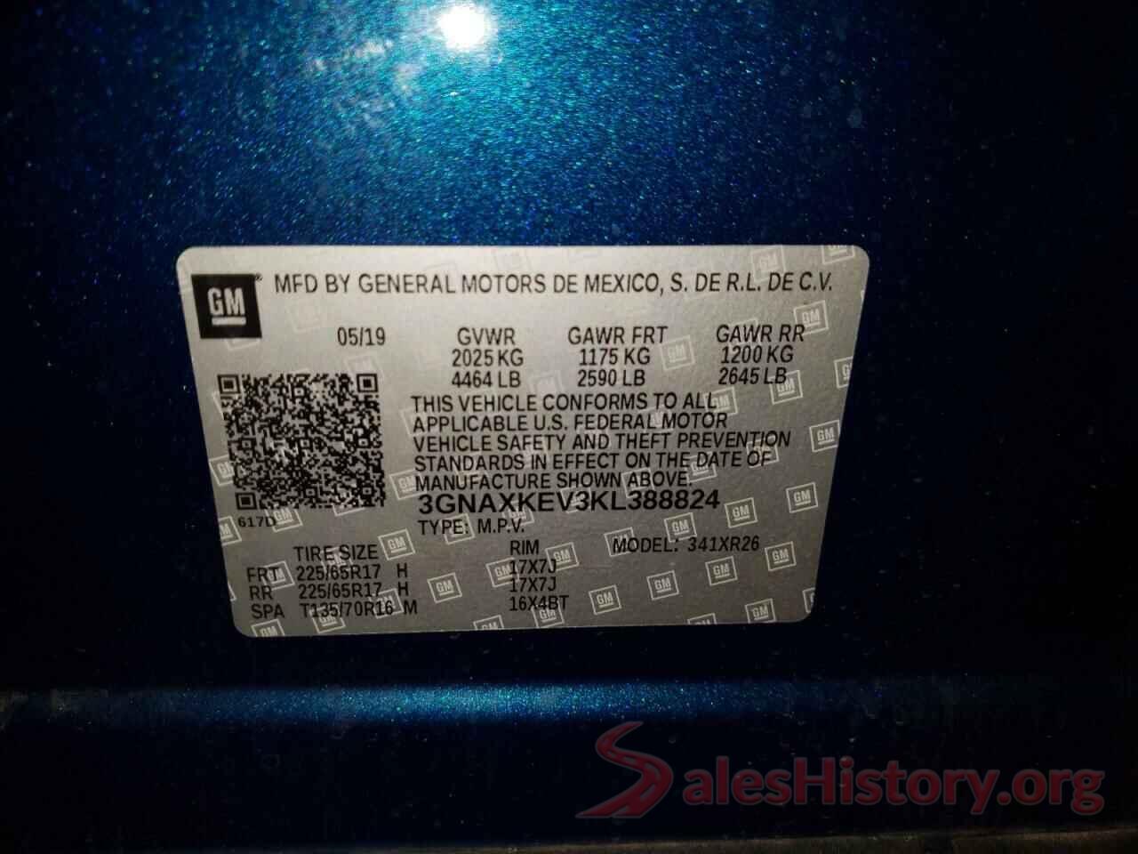 3GNAXKEV3KL388824 2019 CHEVROLET EQUINOX