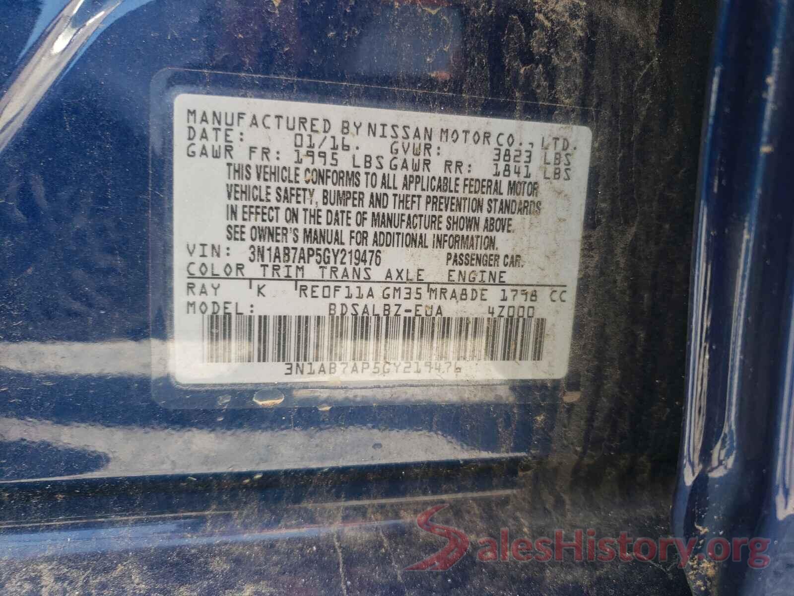 3N1AB7AP5GY219476 2016 NISSAN SENTRA