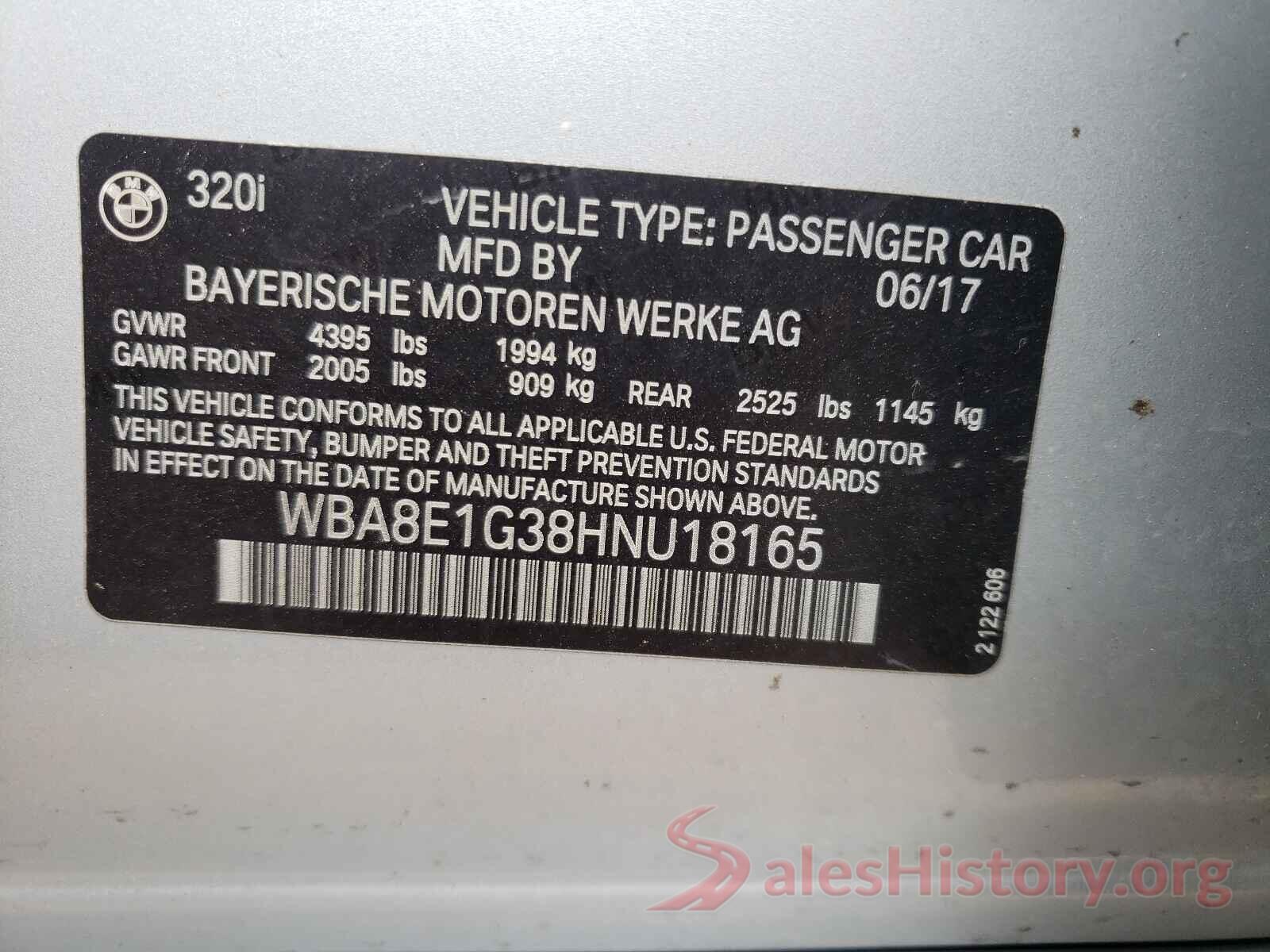 WBA8E1G38HNU18165 2017 BMW 3 SERIES