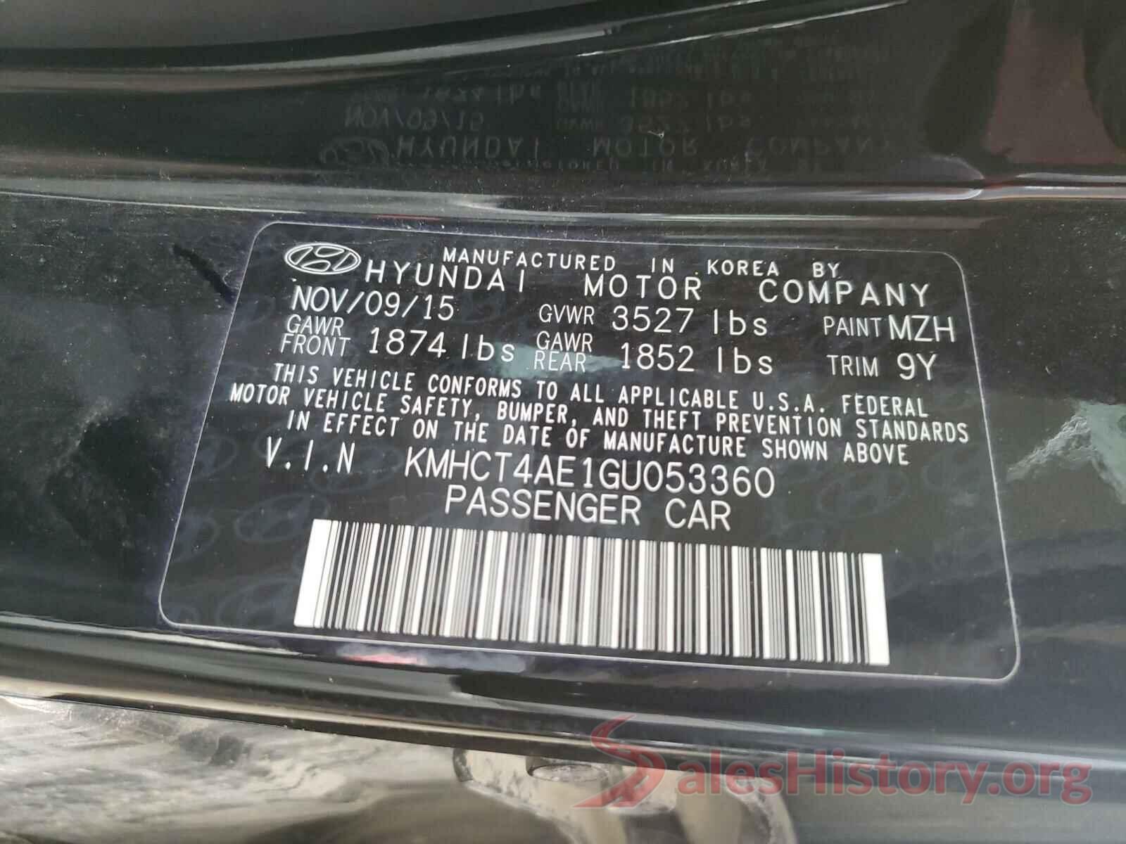 KMHCT4AE1GU053360 2016 HYUNDAI ACCENT