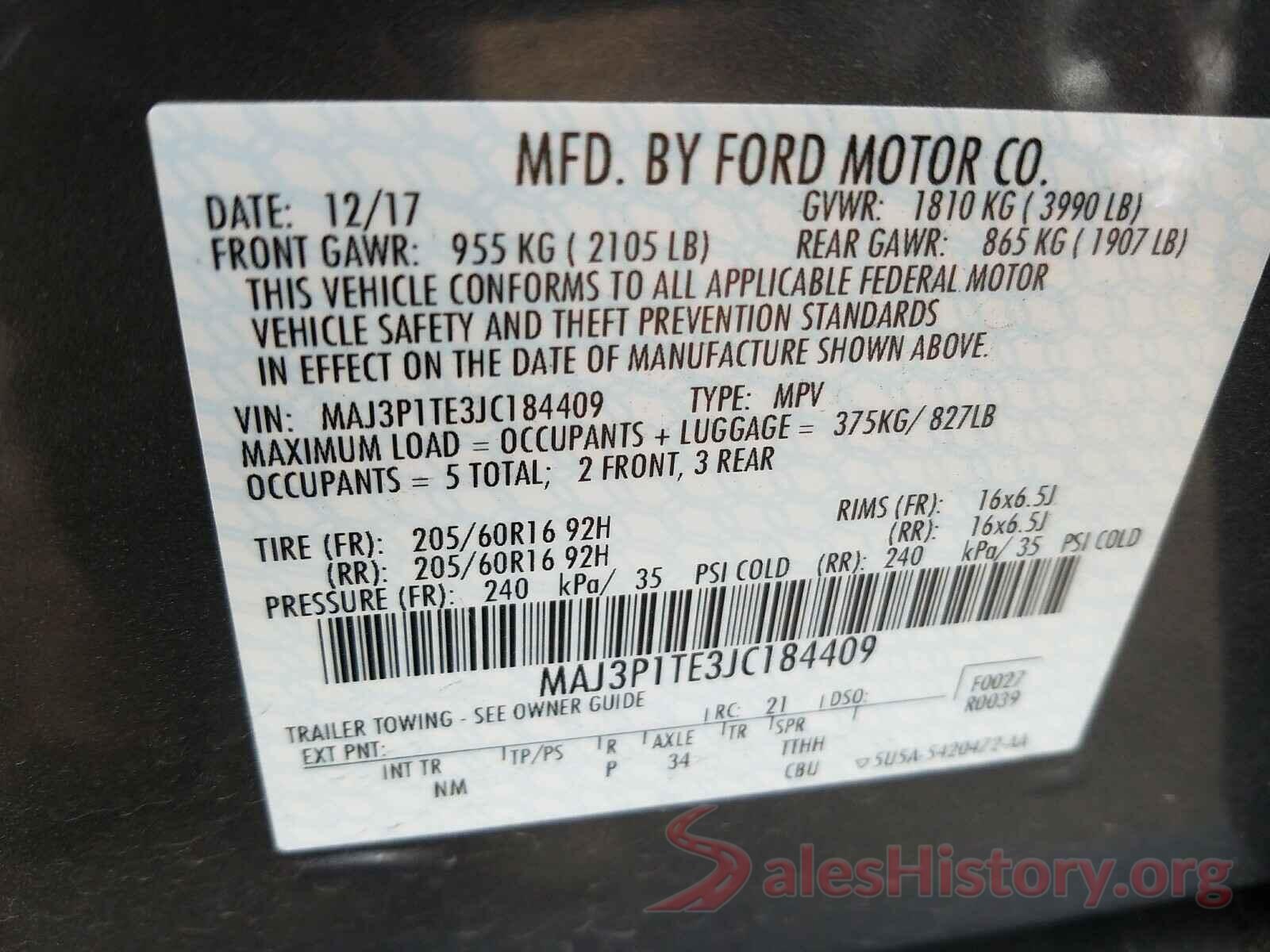 MAJ3P1TE3JC184409 2018 FORD ALL OTHER