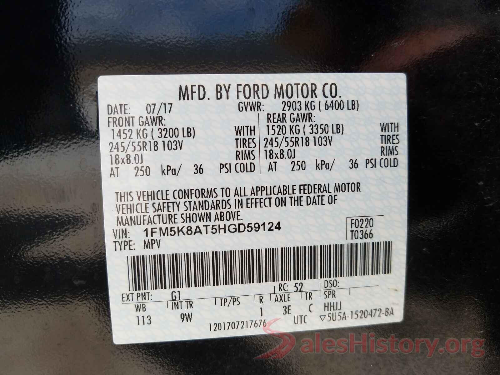 1FM5K8AT5HGD59124 2017 FORD EXPLORER