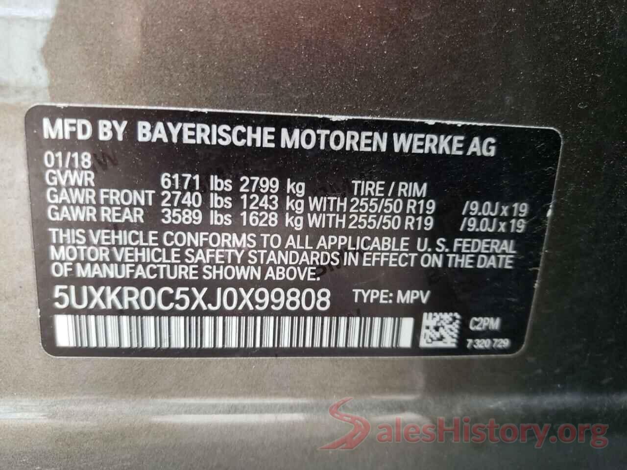 5UXKR0C5XJ0X99808 2018 BMW X5