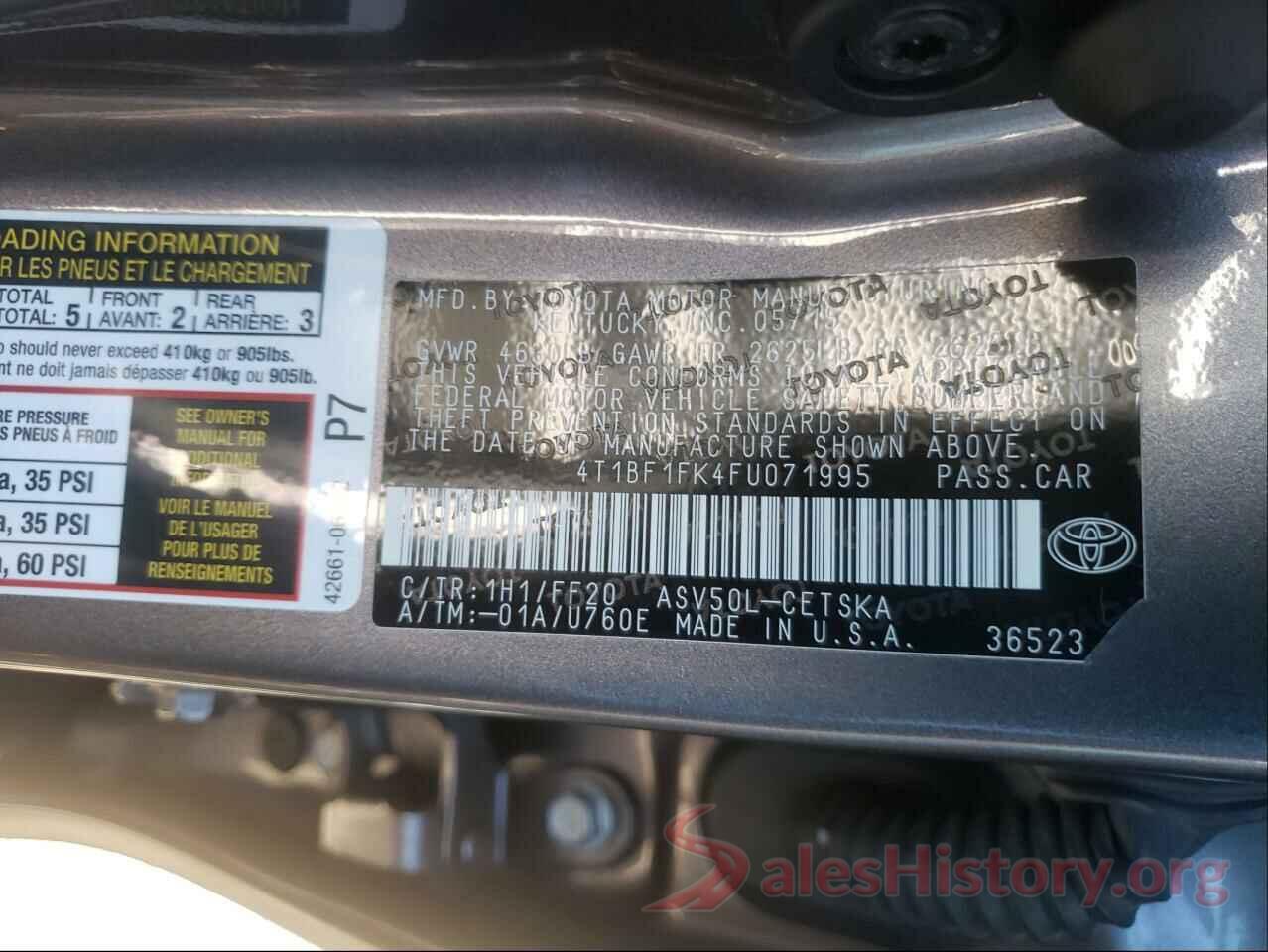 4T1BF1FK4FU071995 2015 TOYOTA CAMRY