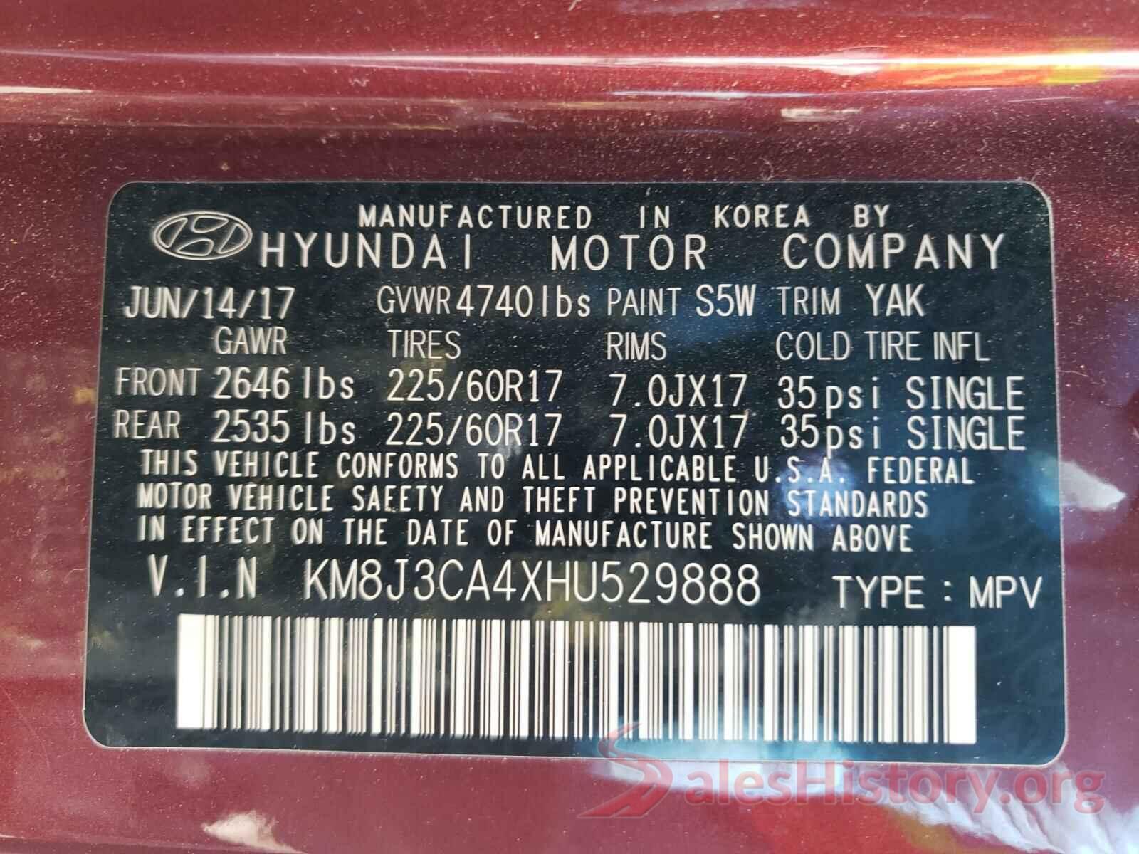 KM8J3CA4XHU529888 2017 HYUNDAI TUCSON