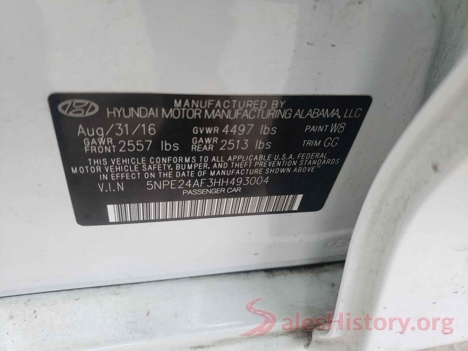 5NPE24AF3HH493004 2017 HYUNDAI SONATA