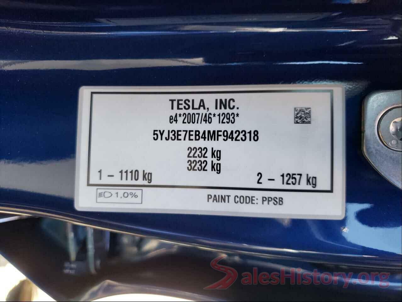 5YJ3E7EB4MF942318 2021 TESLA MODEL 3