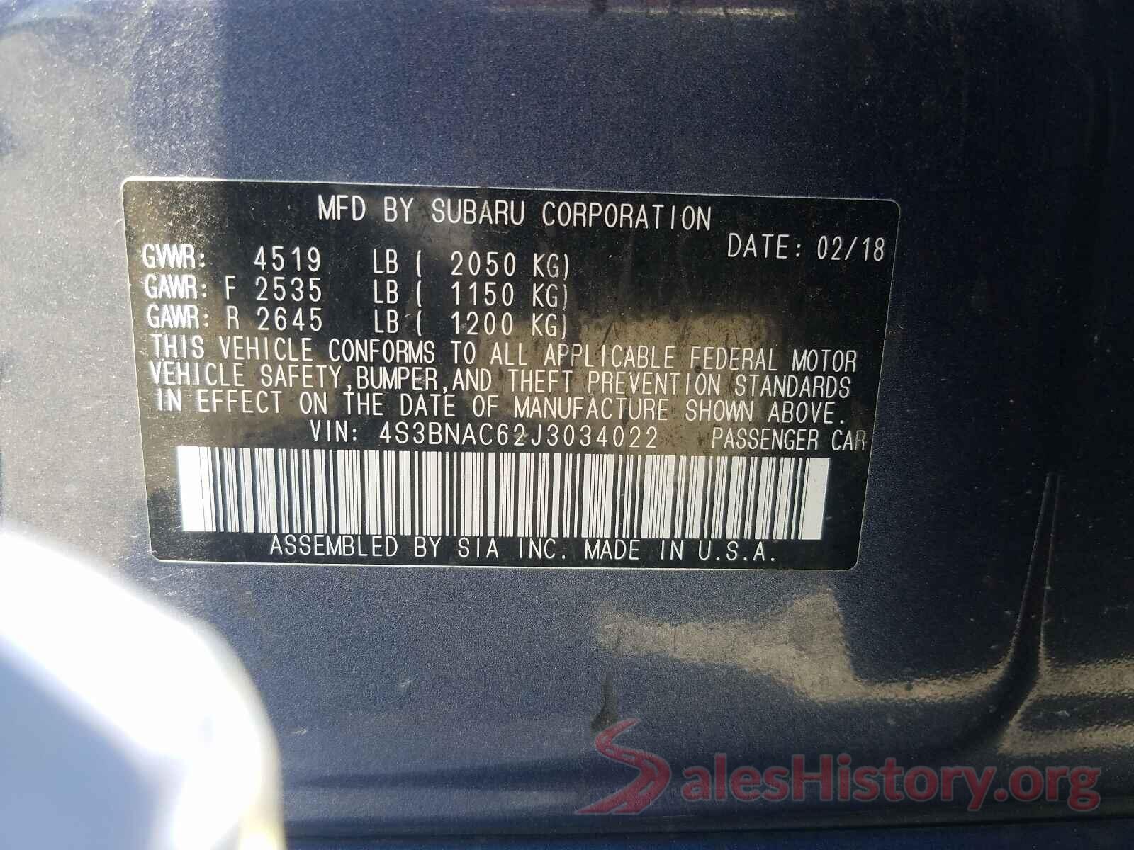 4S3BNAC62J3034022 2018 SUBARU LEGACY