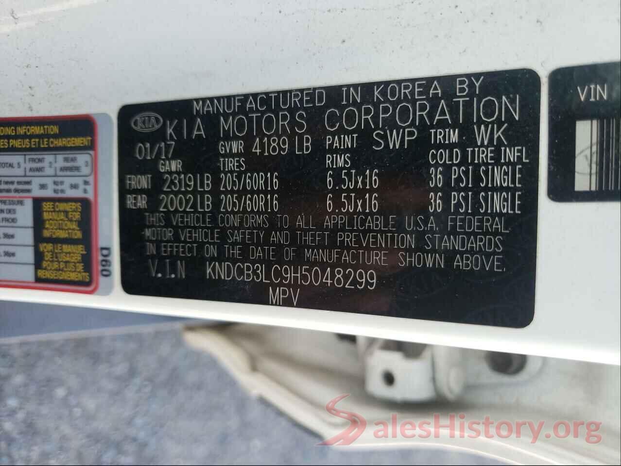 KNDCB3LC9H5048299 2017 KIA NIRO