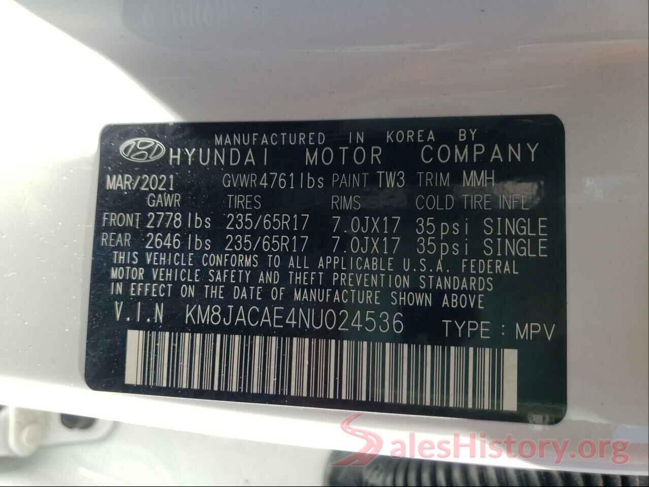 KM8JACAE4NU024536 2022 HYUNDAI TUCSON