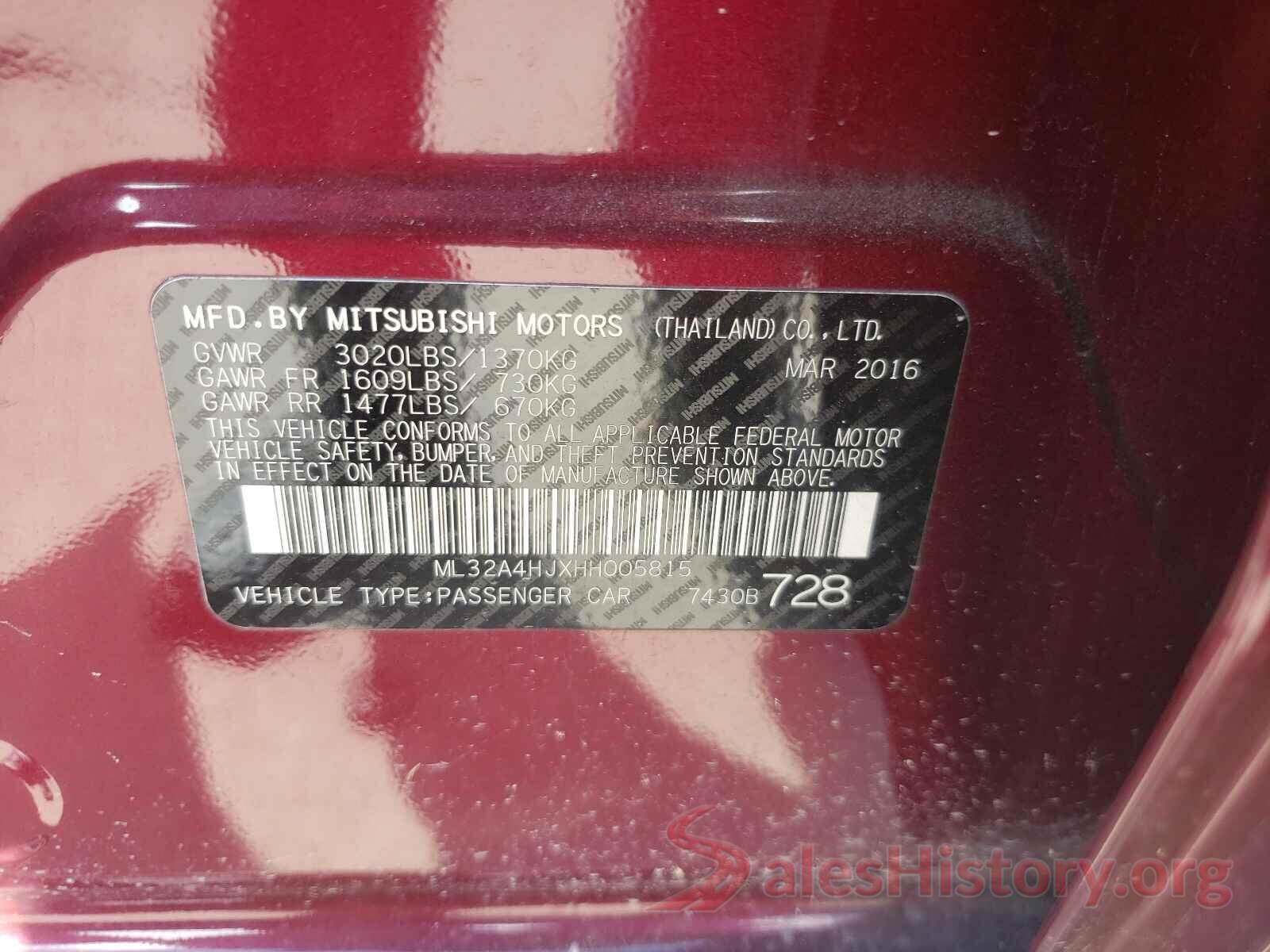 ML32A4HJXHH005815 2017 MITSUBISHI MIRAGE