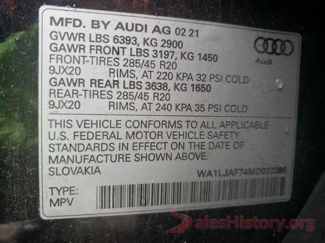 WA1LJAF74MD032396 2021 AUDI Q7