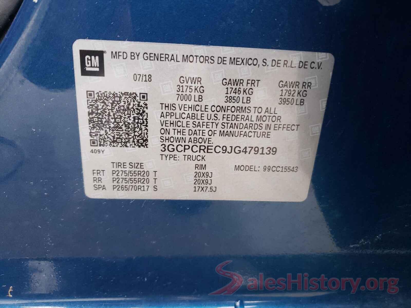 3GCPCREC9JG479139 2018 CHEVROLET SILVERADO