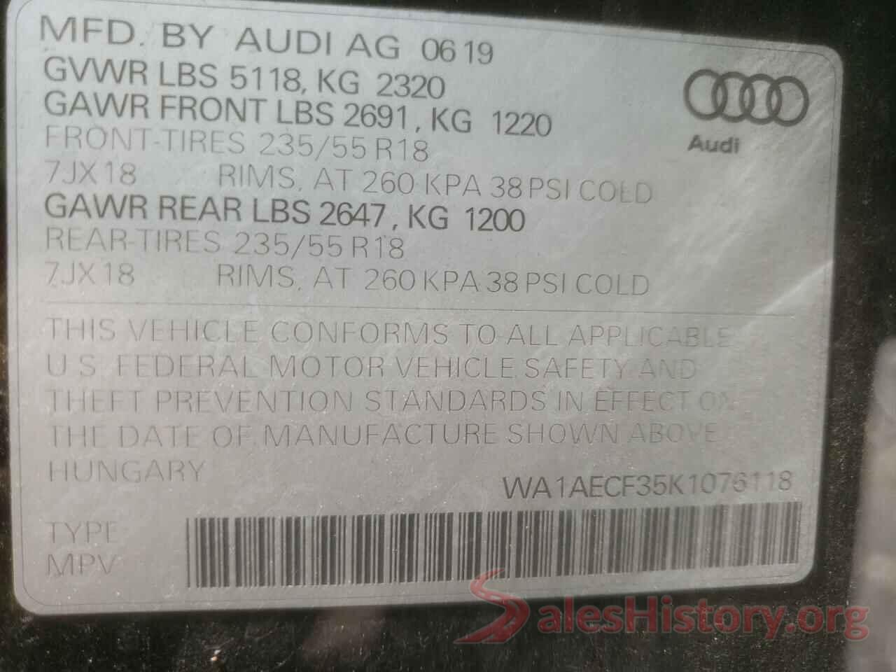 WA1AECF35K1076118 2019 AUDI Q3