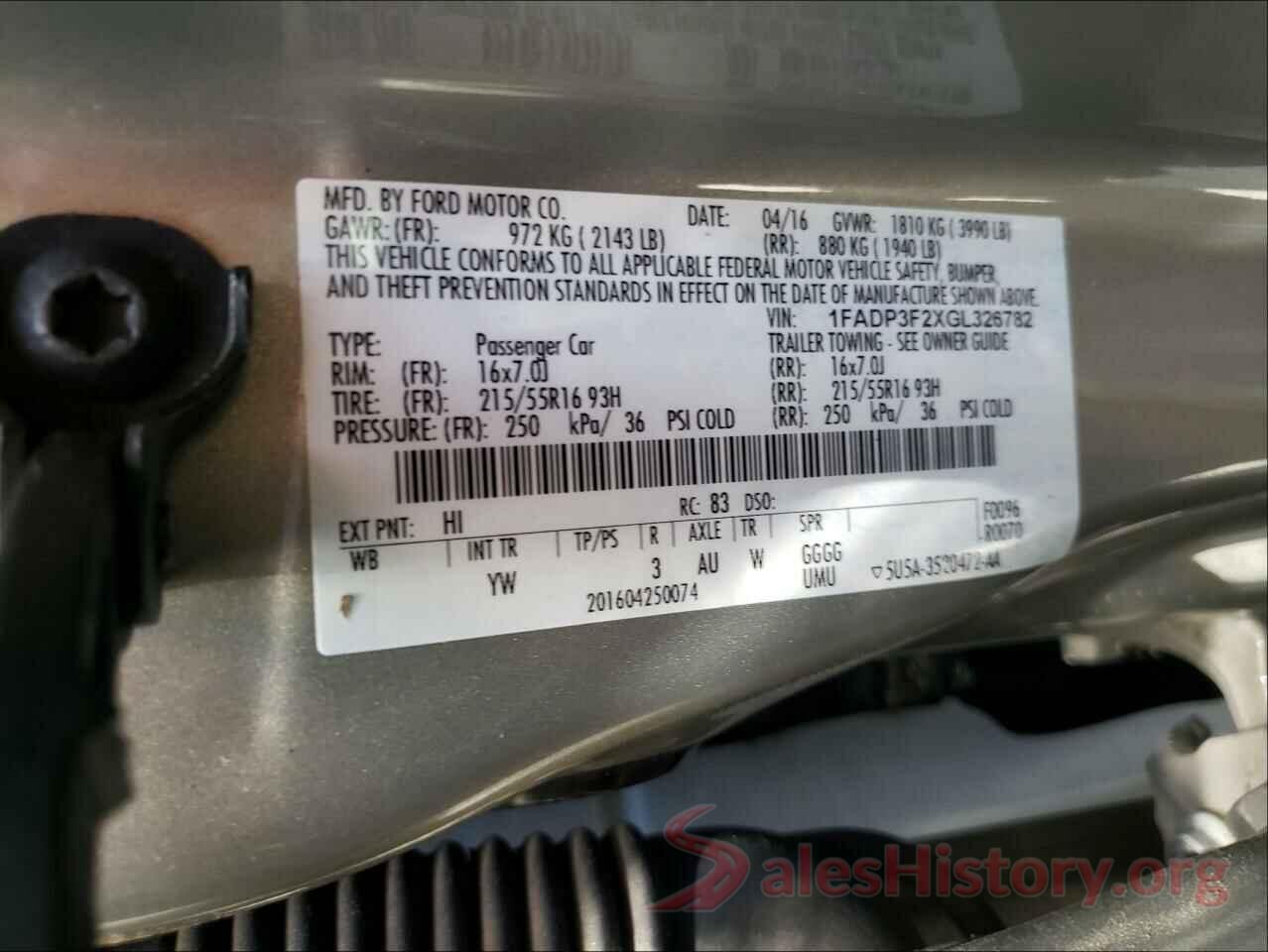 1FADP3F2XGL326782 2016 FORD FOCUS