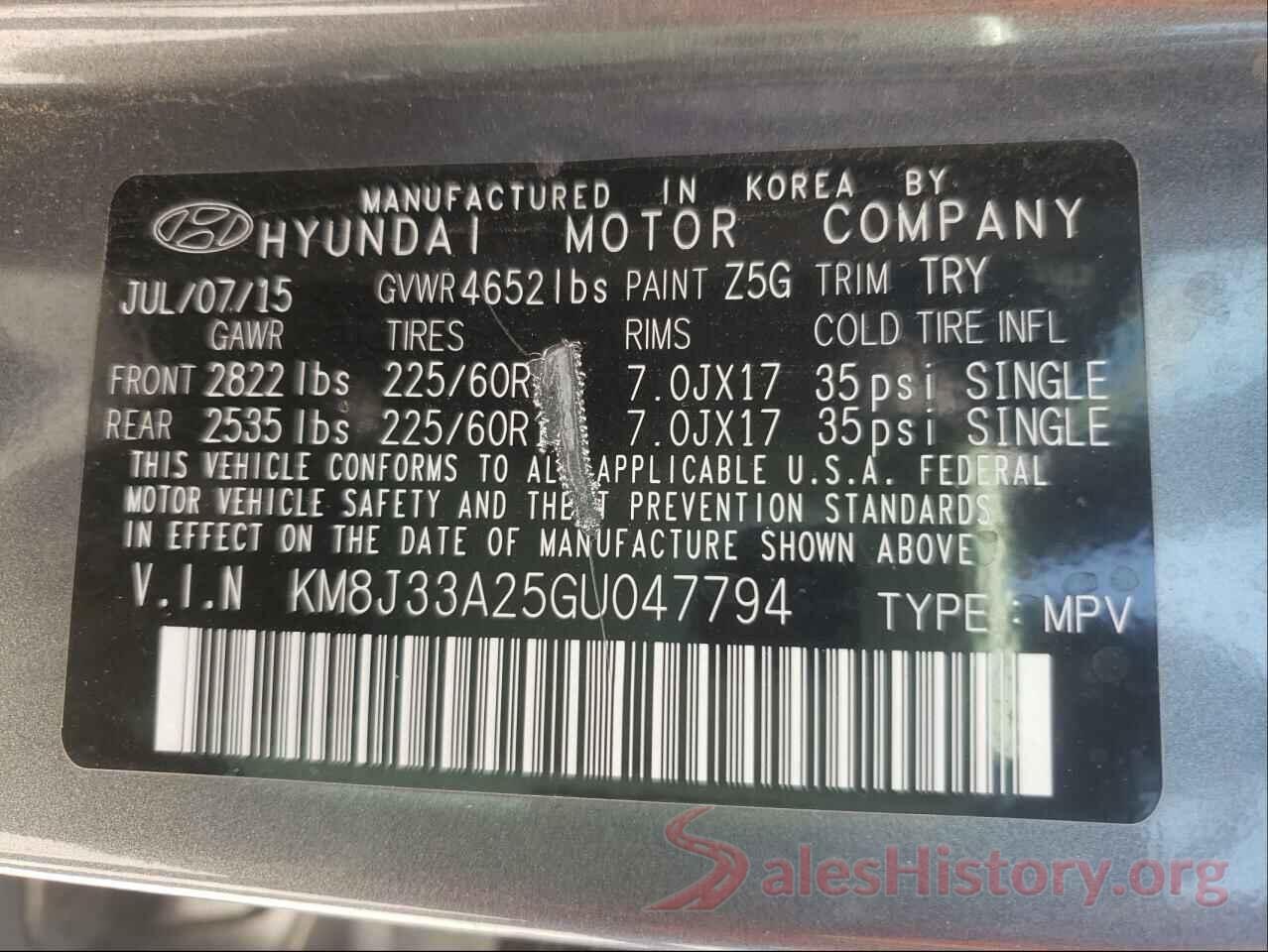 KM8J33A25GU047794 2016 HYUNDAI TUCSON