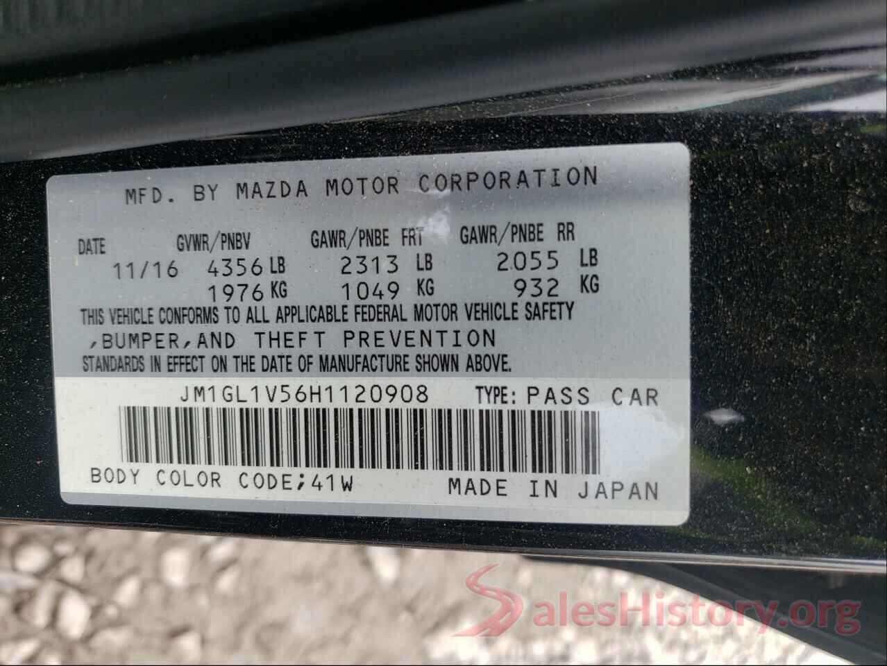 JM1GL1V56H1120908 2017 MAZDA 6