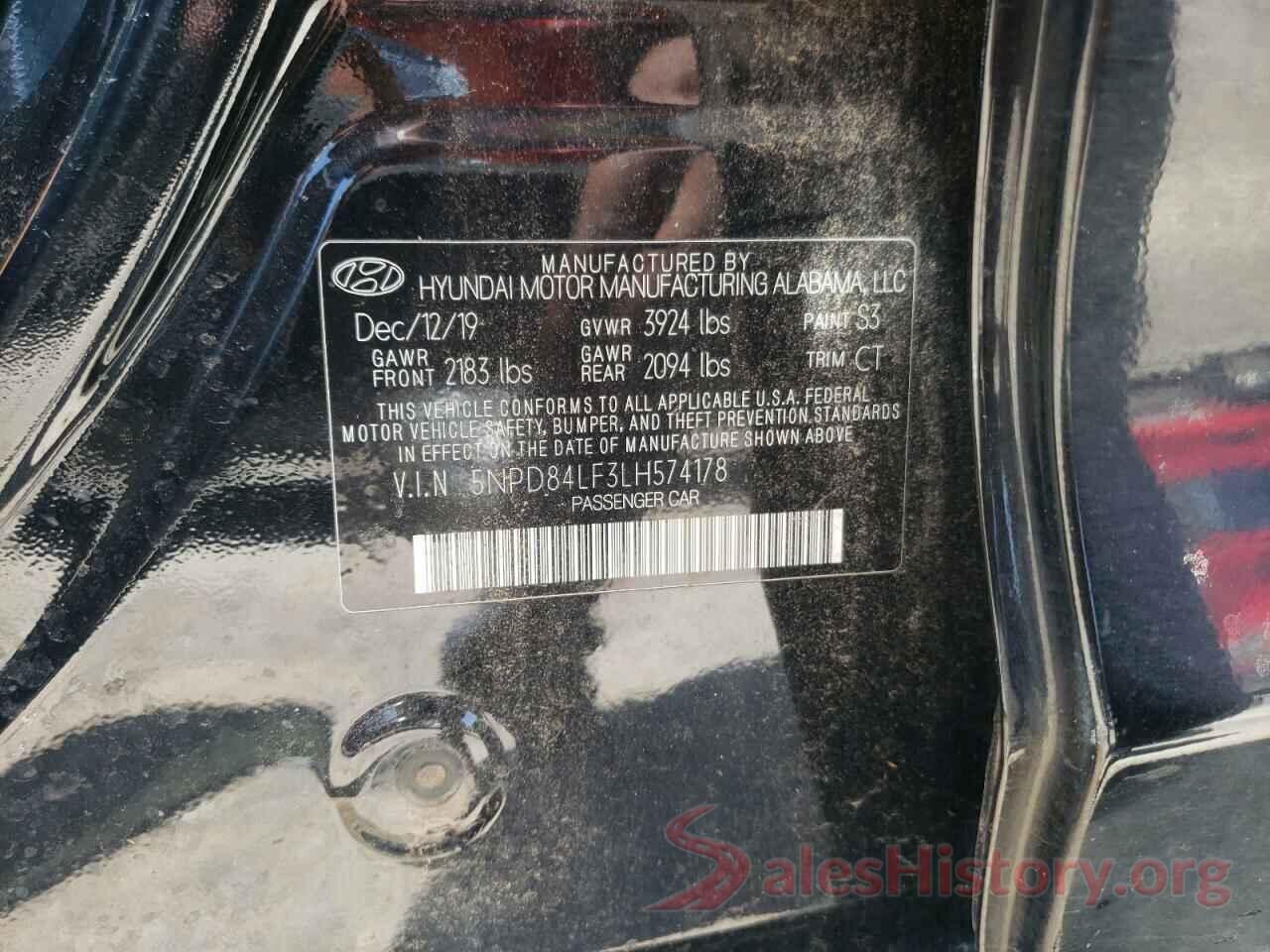 5NPD84LF3LH574178 2020 HYUNDAI ELANTRA