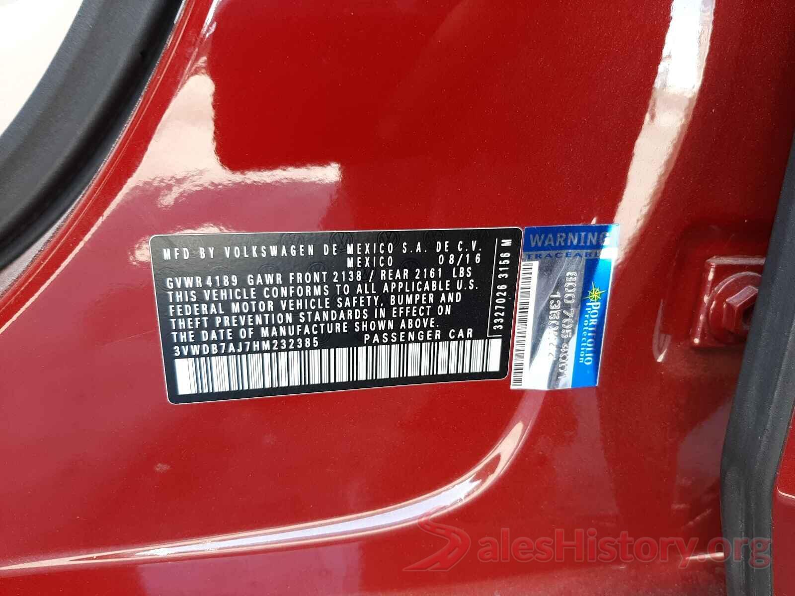 3VWDB7AJ7HM232385 2017 VOLKSWAGEN JETTA