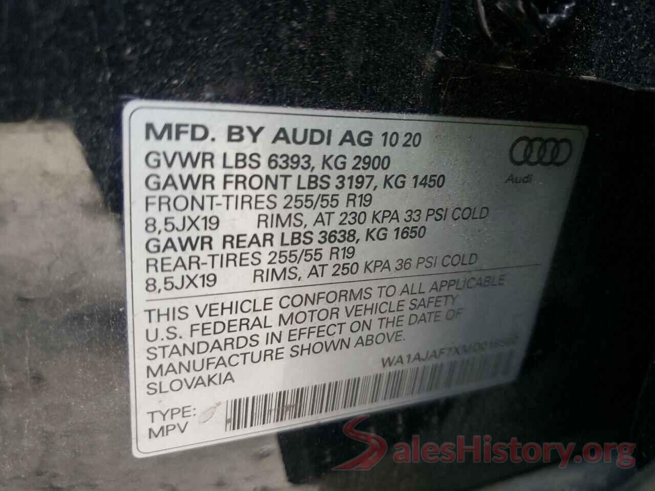 WA1AJAF7XMD018560 2021 AUDI Q7