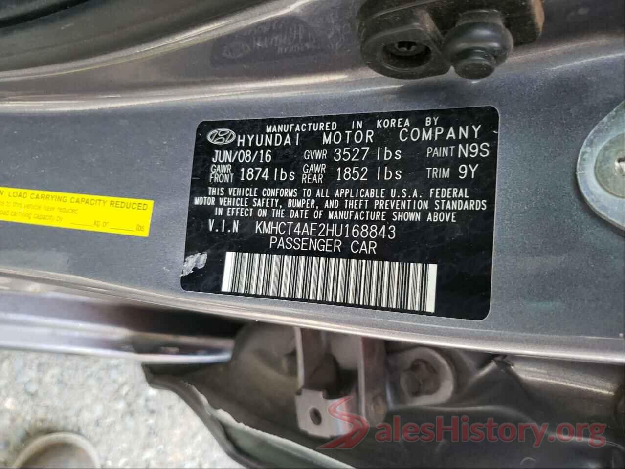 KMHCT4AE2HU168843 2017 HYUNDAI ACCENT