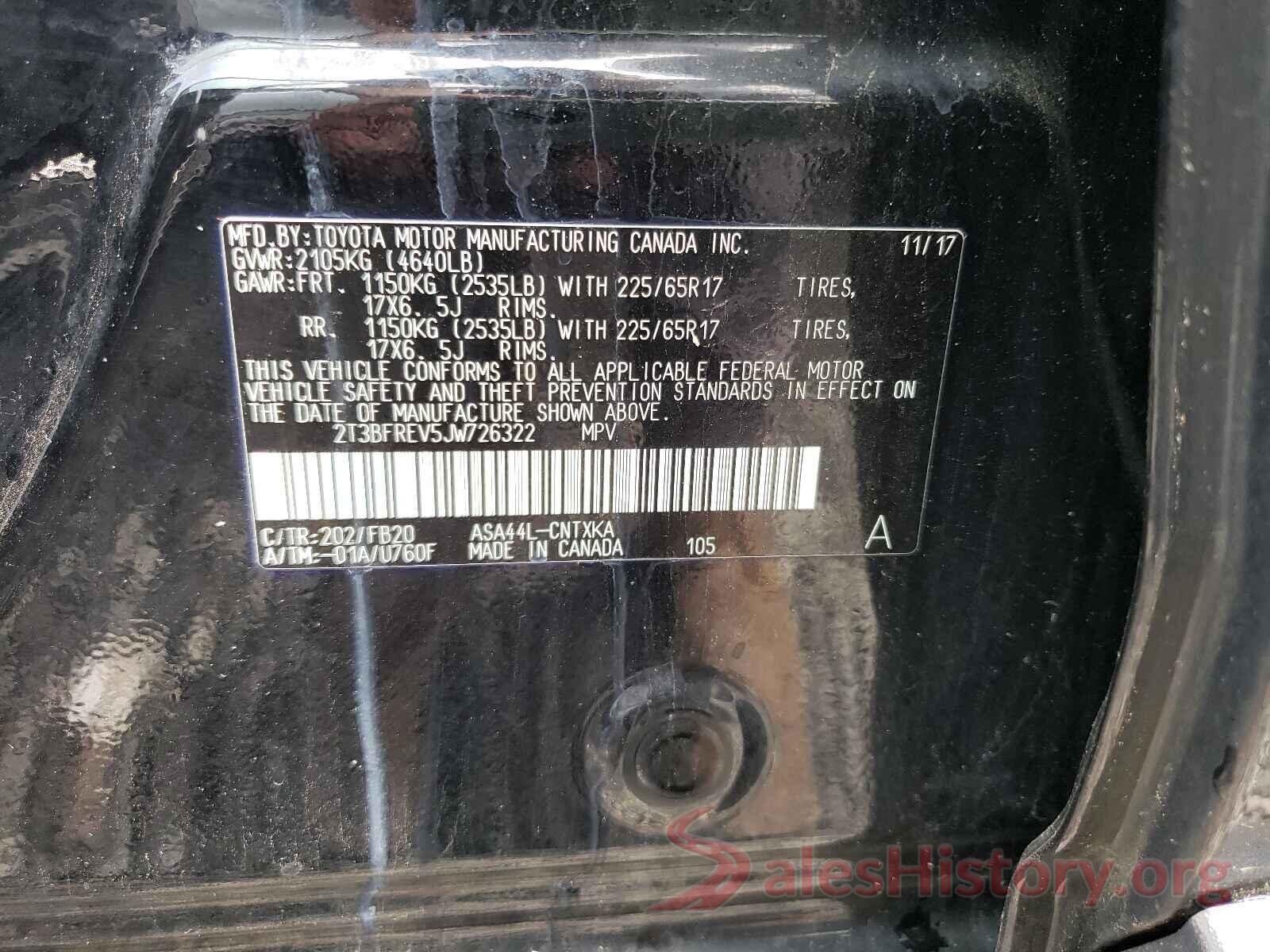 2T3BFREV5JW726322 2018 TOYOTA RAV4