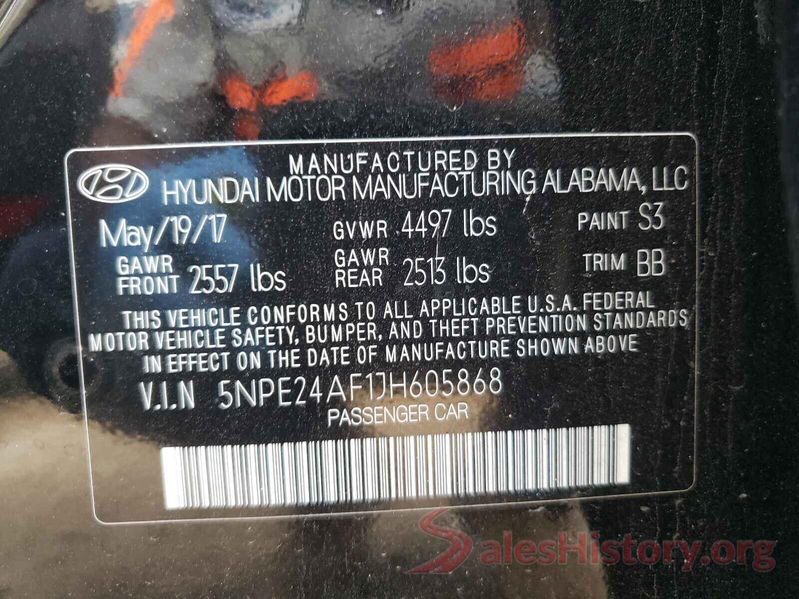 5NPE24AF1JH605868 2018 HYUNDAI SONATA