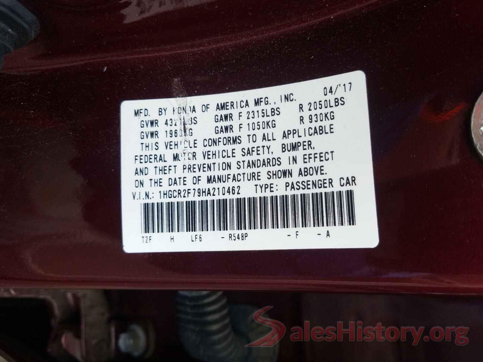 1HGCR2F79HA210462 2017 HONDA ACCORD