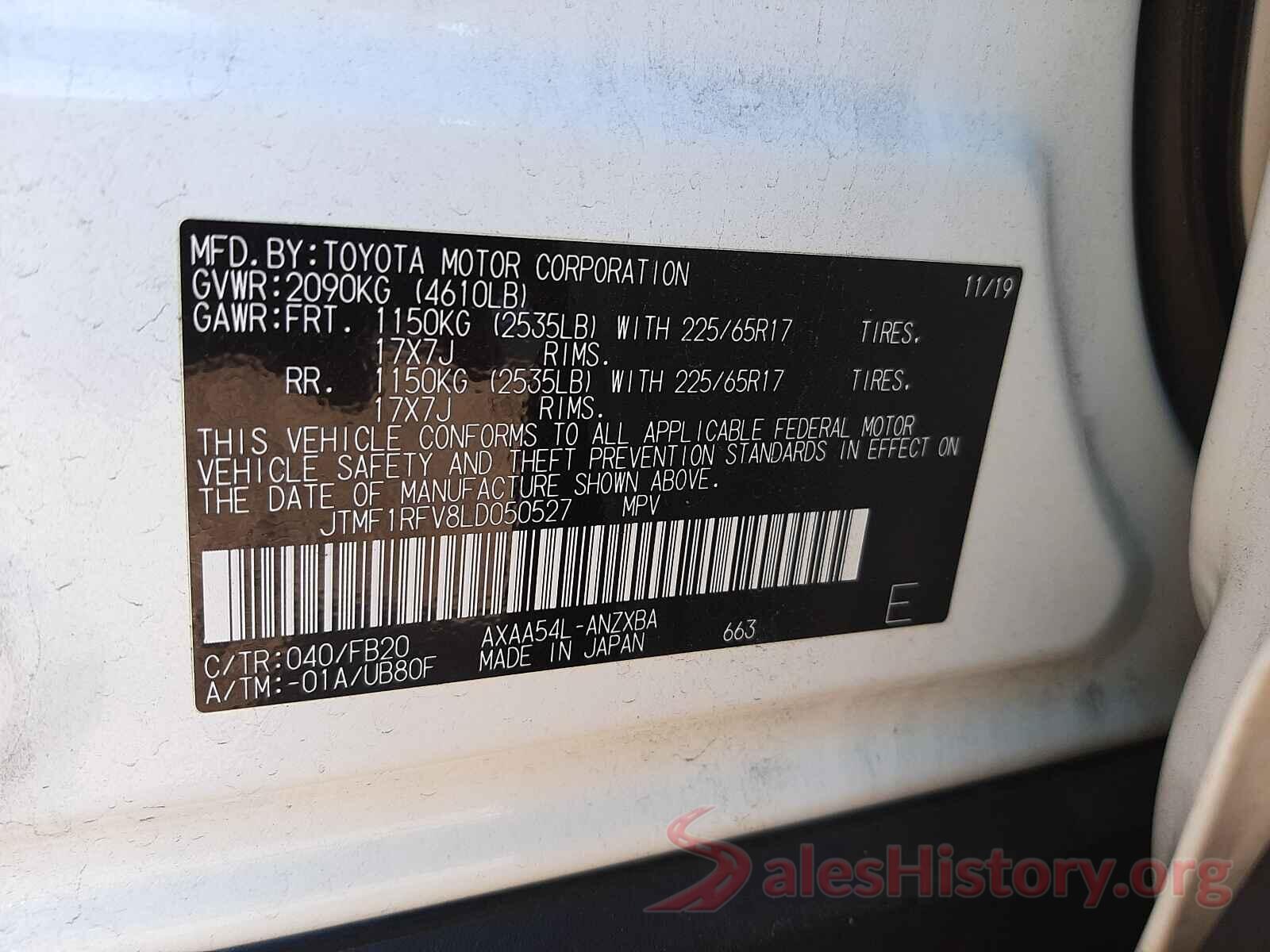 JTMF1RFV8LD050527 2020 TOYOTA RAV4