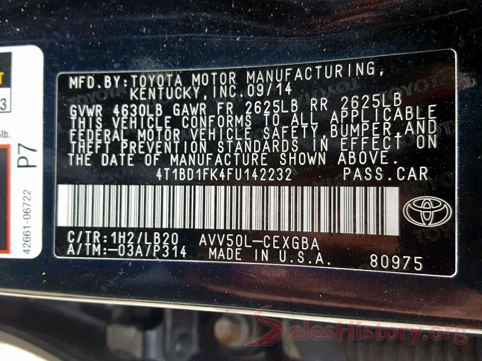 4T1BD1FK4FU142232 2015 TOYOTA CAMRY