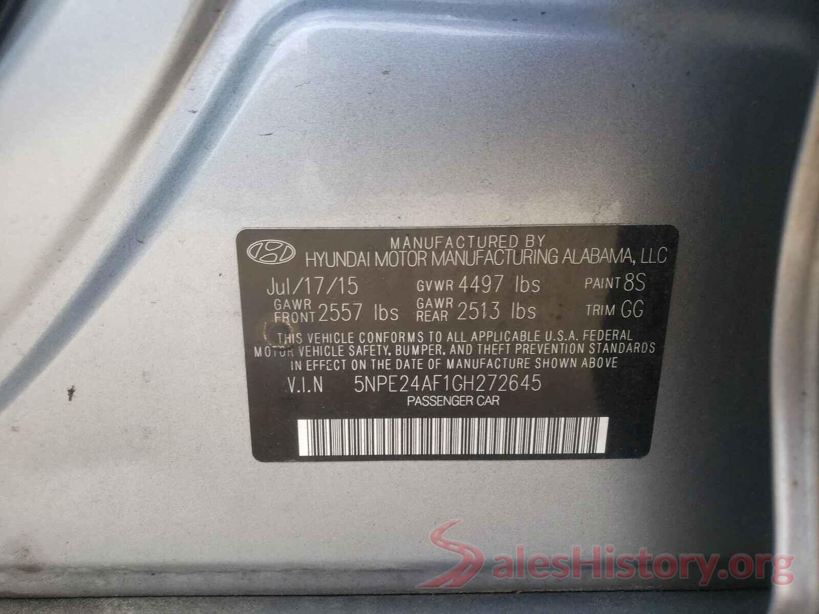 5NPE24AF1GH272645 2016 HYUNDAI SONATA