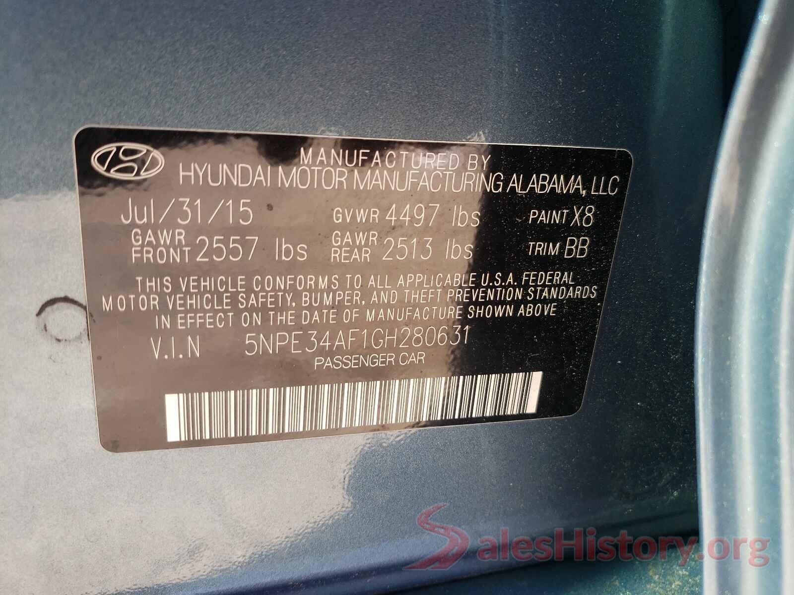 5NPE34AF1GH280631 2016 HYUNDAI SONATA