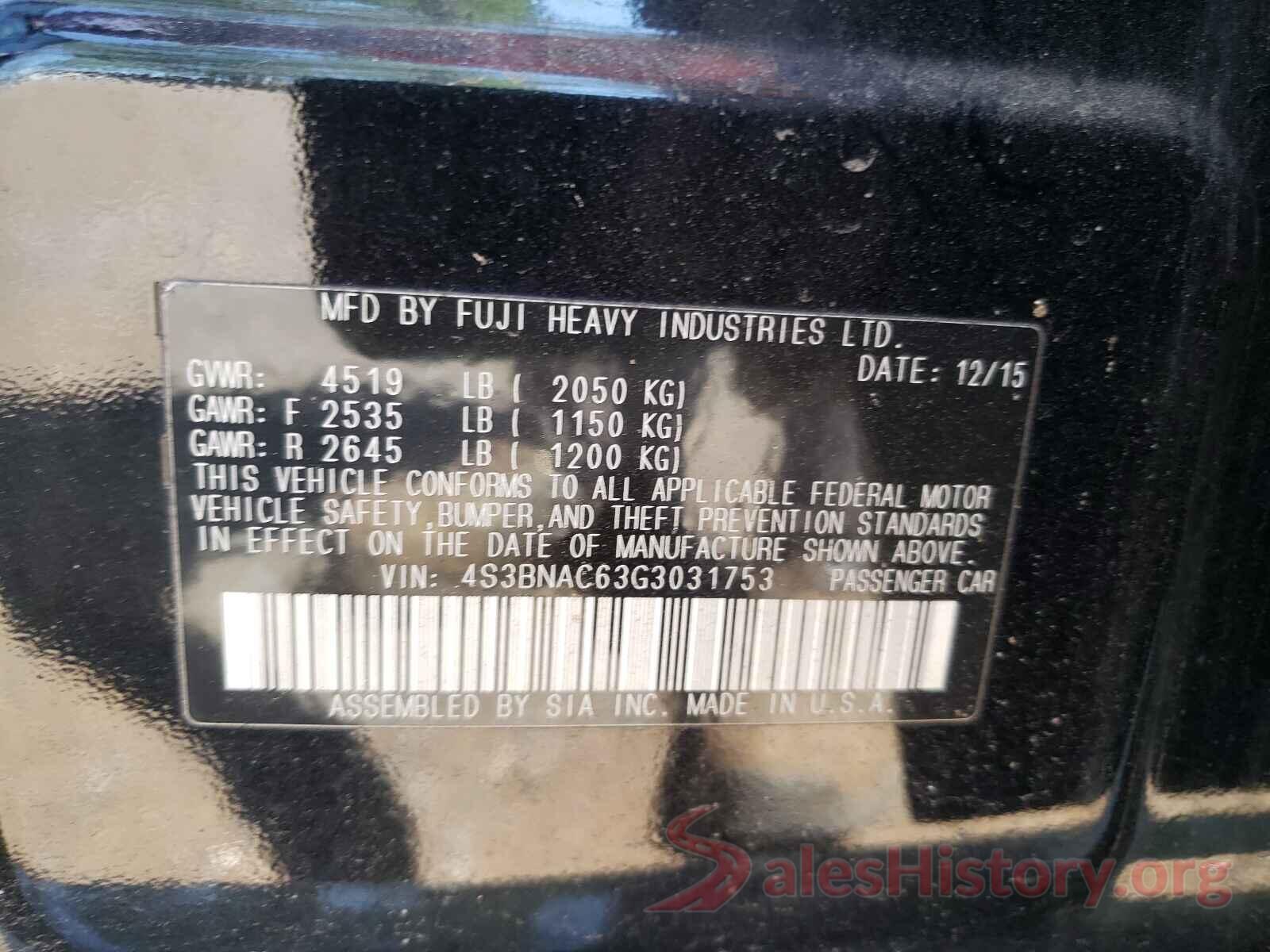 4S3BNAC63G3031753 2016 SUBARU LEGACY