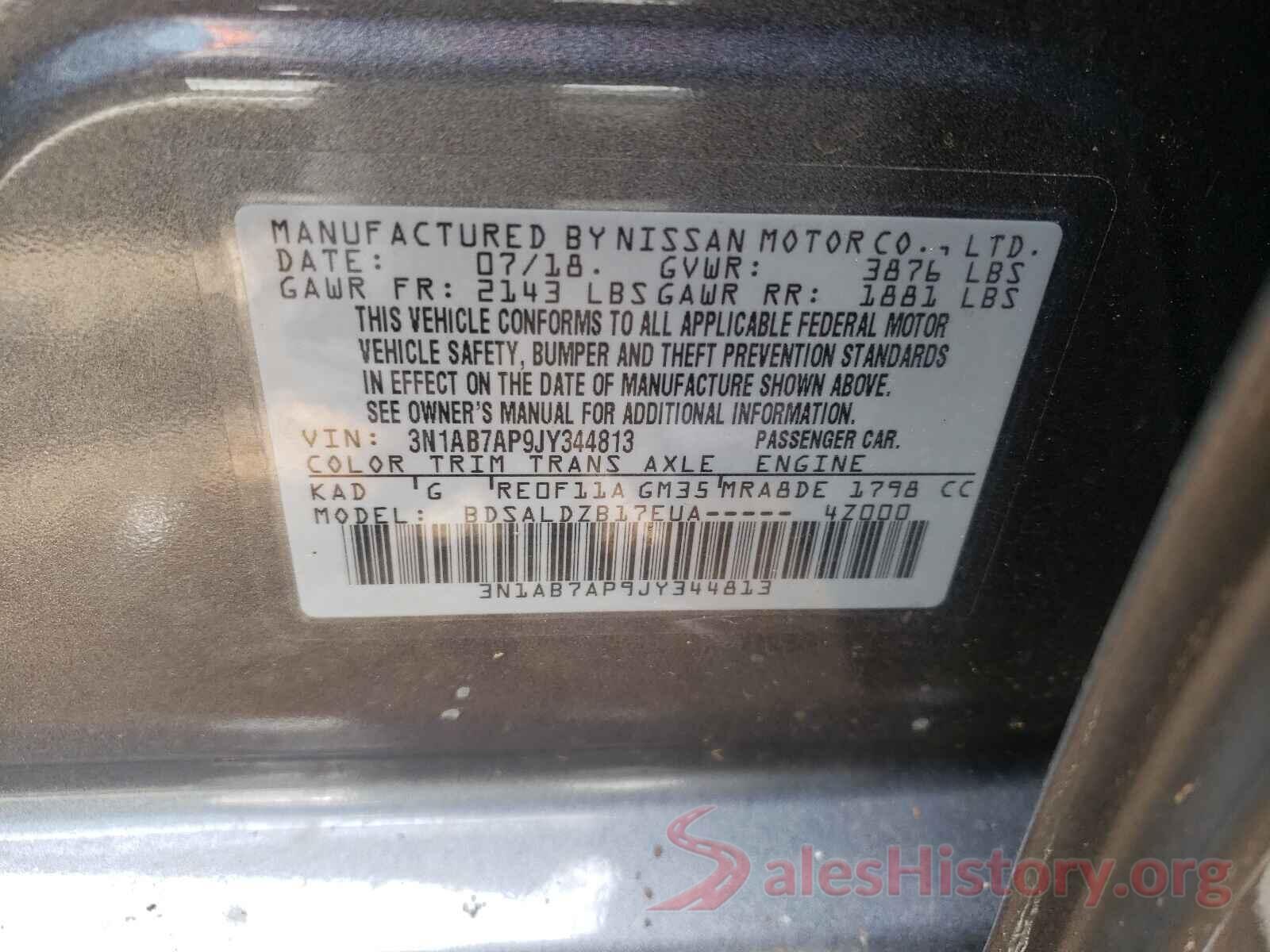 3N1AB7AP9JY344813 2018 NISSAN SENTRA