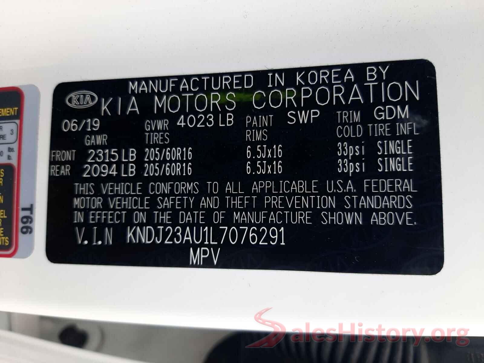 KNDJ23AU1L7076291 2020 KIA SOUL