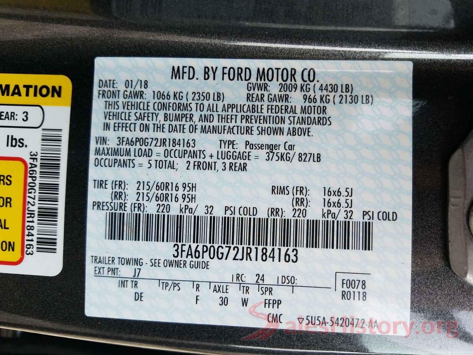 3FA6P0G72JR184163 2018 FORD FUSION