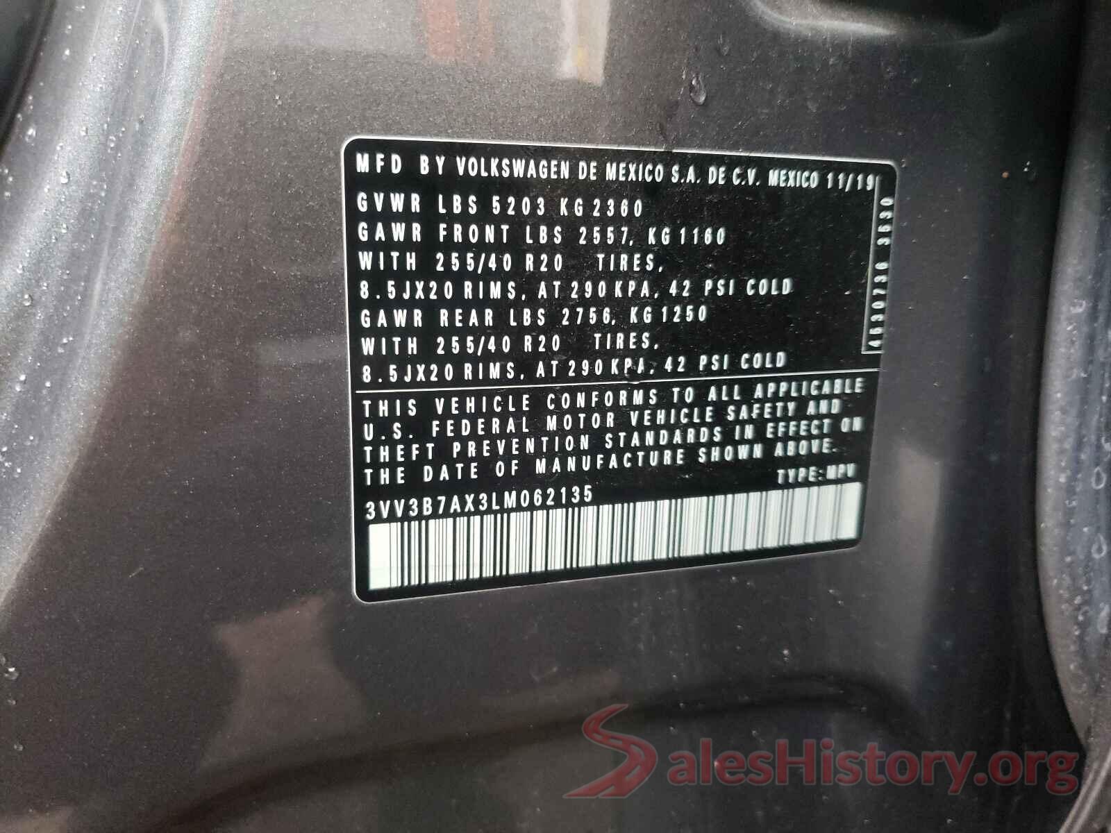 3VV3B7AX3LM062135 2020 VOLKSWAGEN TIGUAN