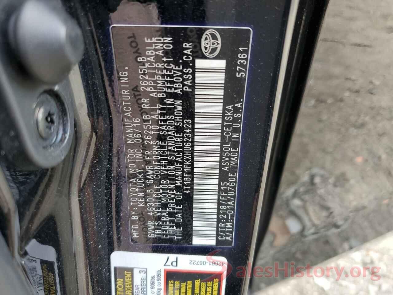 4T1BF1FKXHU623423 2017 TOYOTA CAMRY