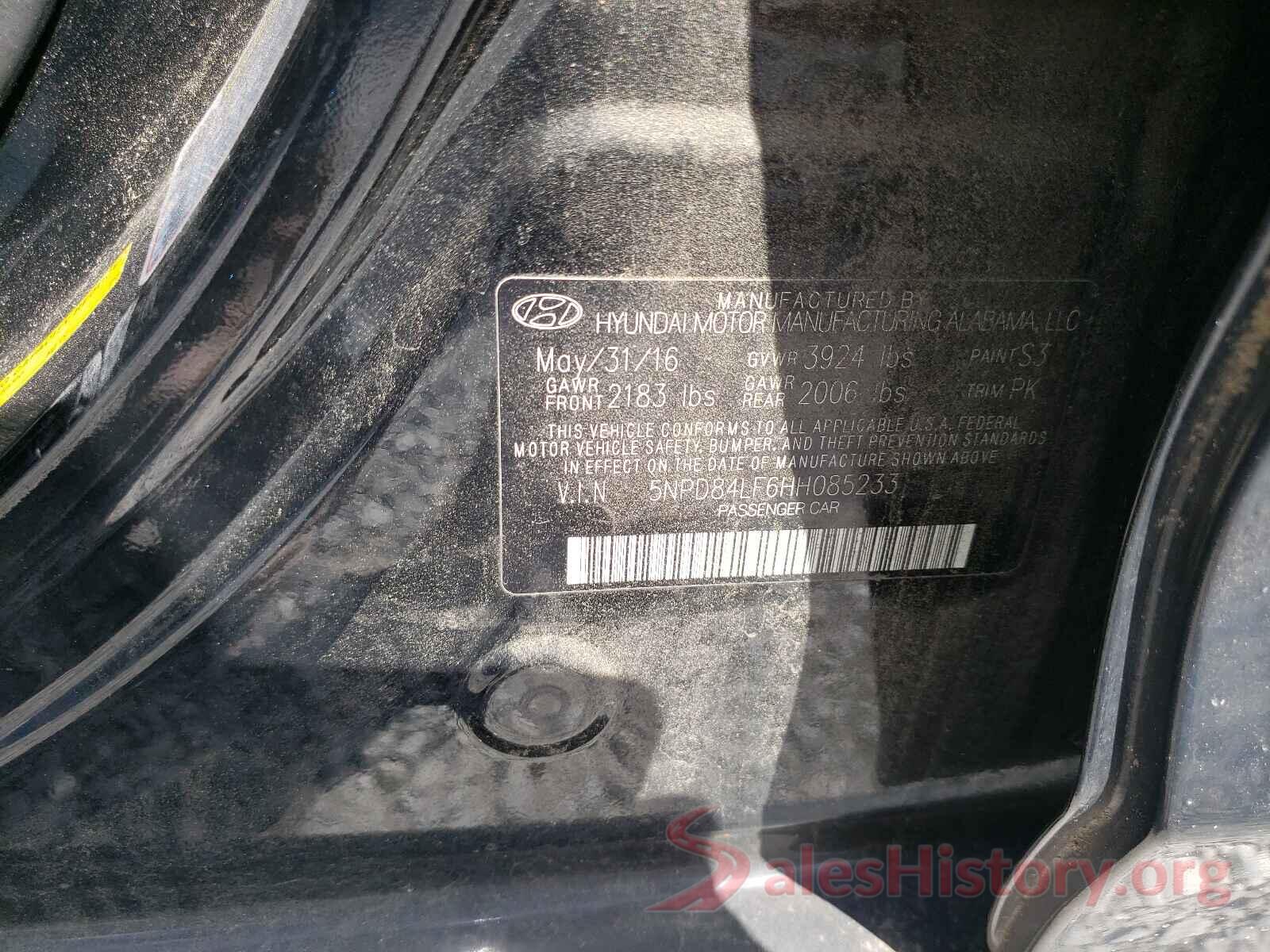 5NPD84LF6HH085233 2017 HYUNDAI ELANTRA