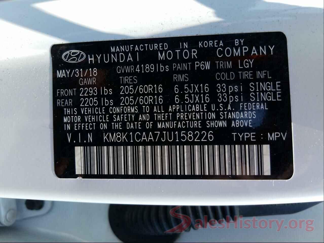 KM8K1CAA7JU158226 2018 HYUNDAI KONA