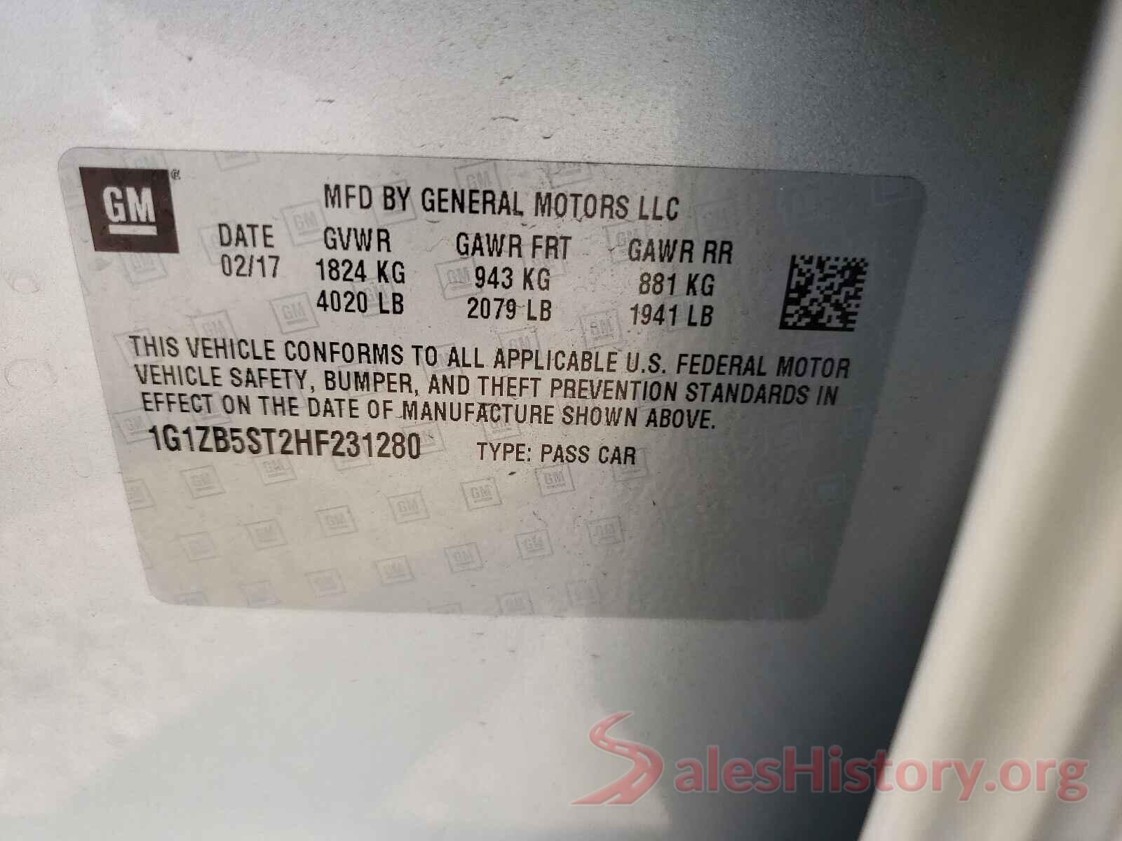 1G1ZB5ST2HF231280 2017 CHEVROLET MALIBU