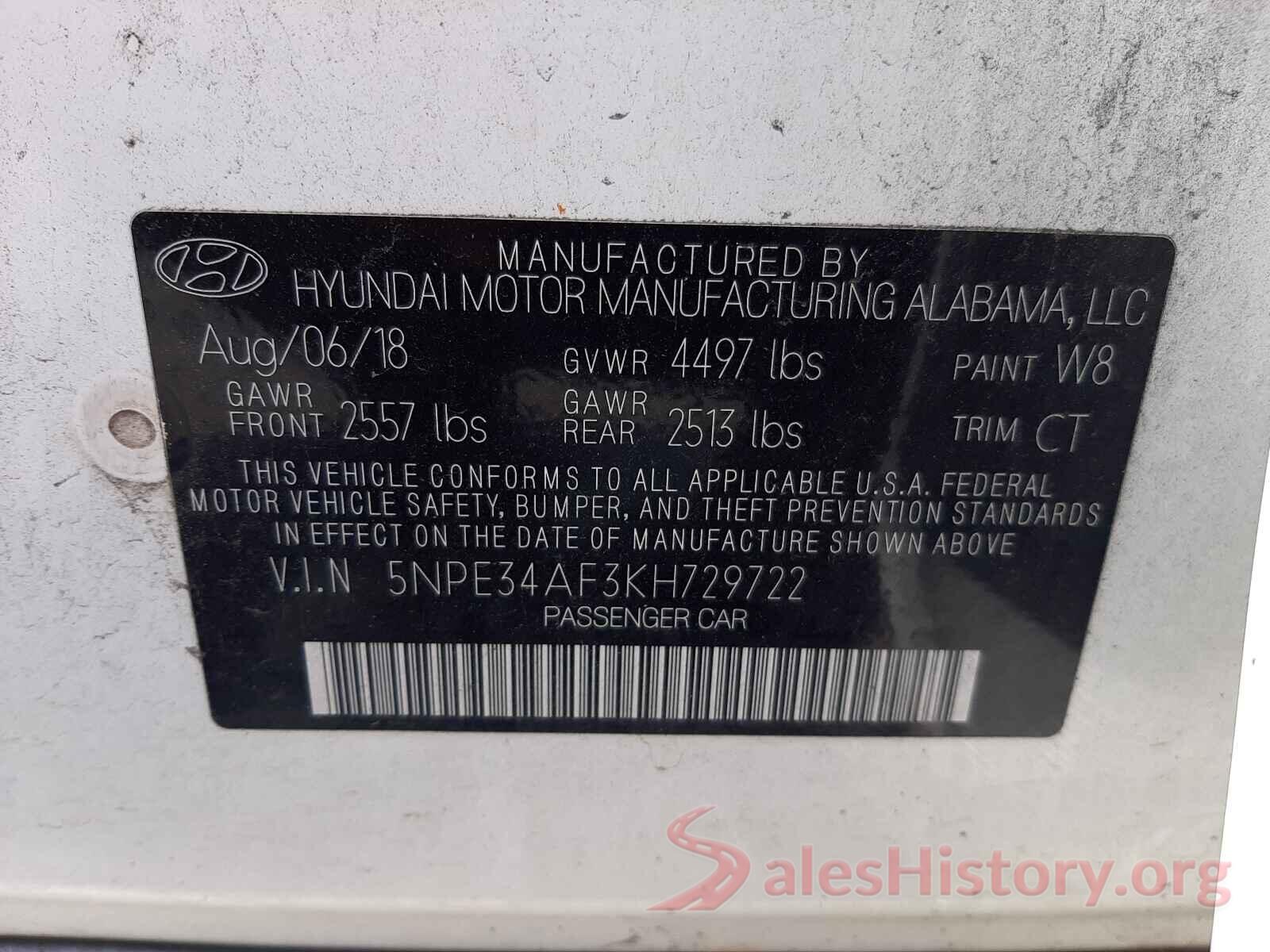 5NPE34AF3KH729722 2019 HYUNDAI SONATA